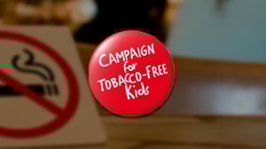 Red circle graphic that says